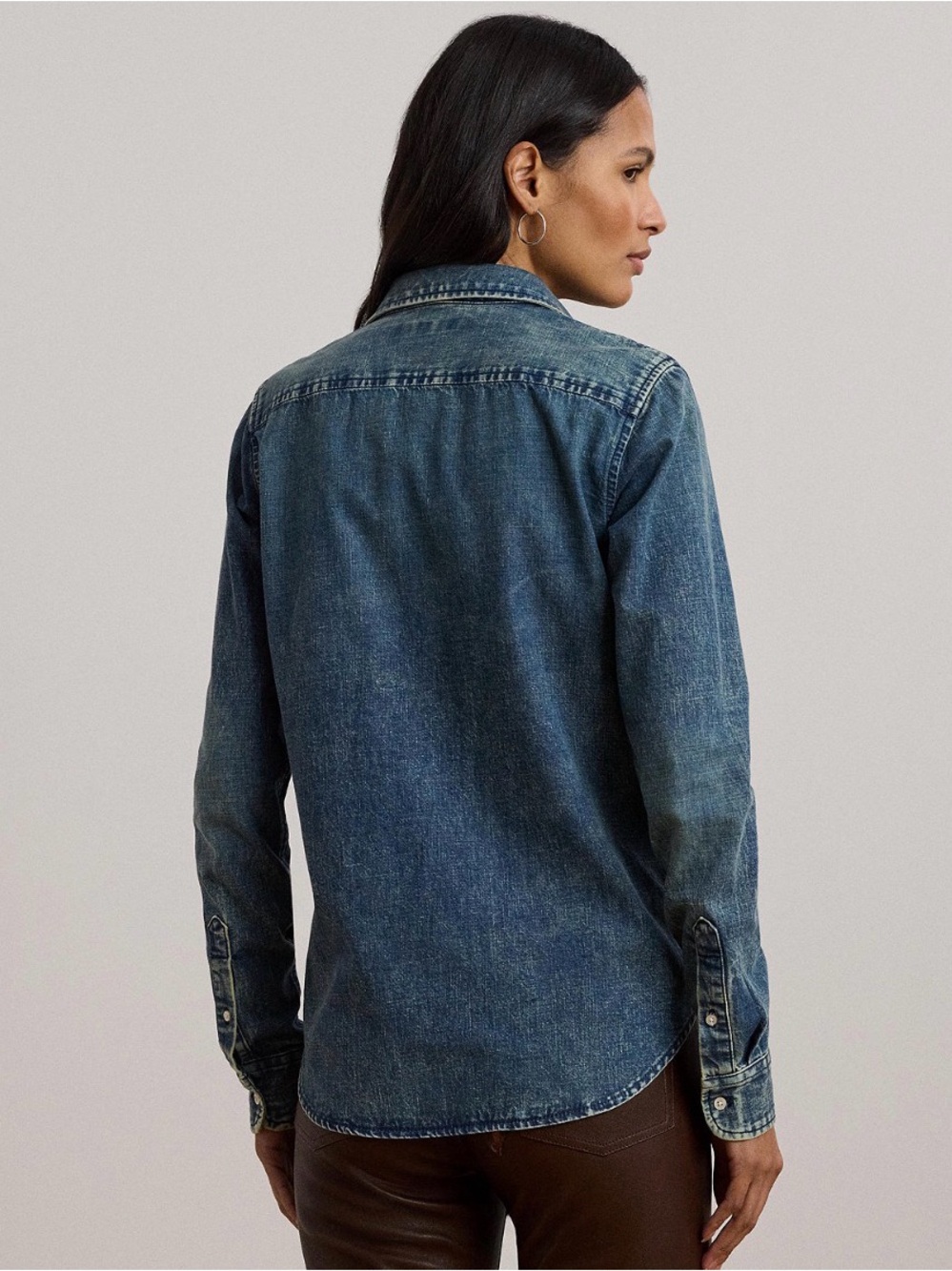 Lauren Ralph Lauren Women's Classic-Fit Denim Shirt - Picture 2 of 10